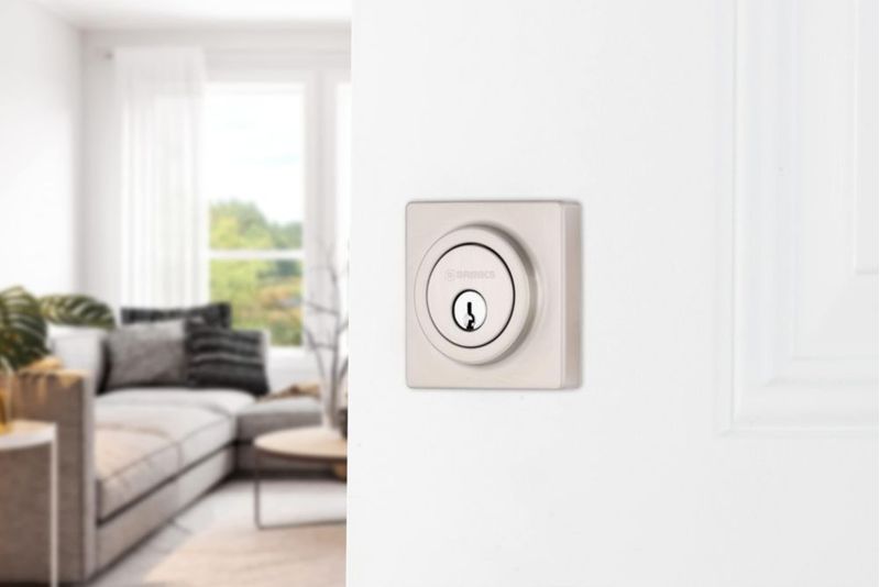 Brinks – Cerradura de puerta delantera exterior – Entrada con llave cuadrada de un solo cilindro – Seguridad doméstica y residen
