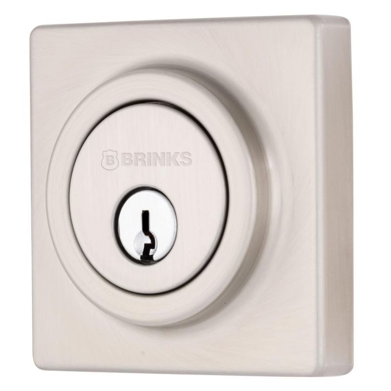 Brinks – Cerradura de puerta delantera exterior – Entrada con llave cuadrada de un solo cilindro – Seguridad doméstica y residen