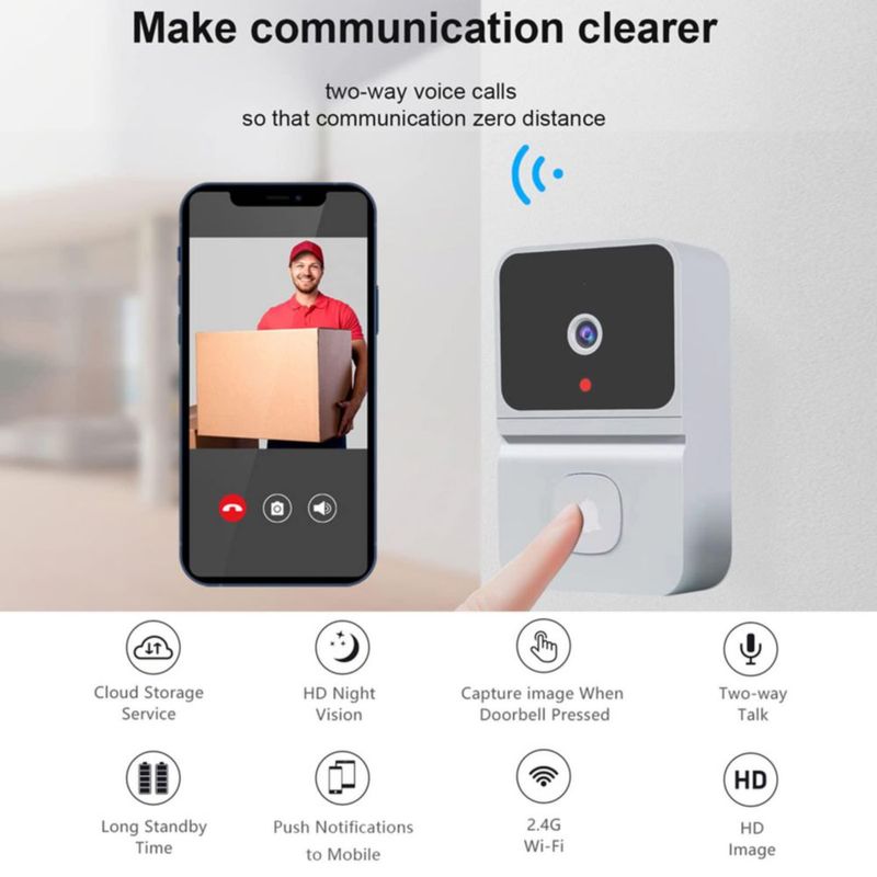 Mingzhe Timbre Elegante inalámbrico de la cámara Video del Timbre con Almacenamiento bidireccional de la Nube de 480P o con Pila