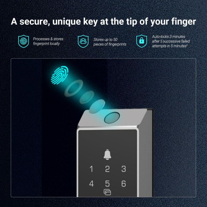 EZVIZ DL04 Pro - Bloqueo inteligente de cerrojo de 2,4 GHz Wi-Fi|Desbloqueo de huellas dactilares|Desbloqueo y controles remotos