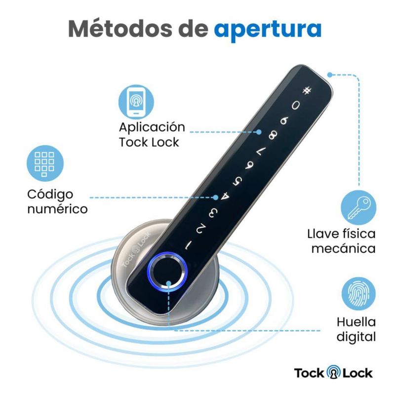 Tock Lock - Cerradura Electrónica Inteligente para recamara puerta interior | Chapa Digital Eléctrica | Celular, Huella, Código,