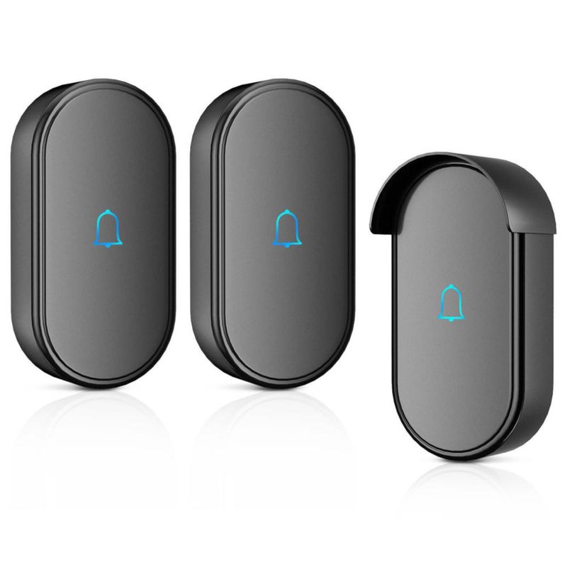 Homtronics Timbres Inalámbricos para Casa, [Impermeable IP44] [300m de Alcance] Timbre de Puerta 1 Transmisor y 2 Receptor con 6