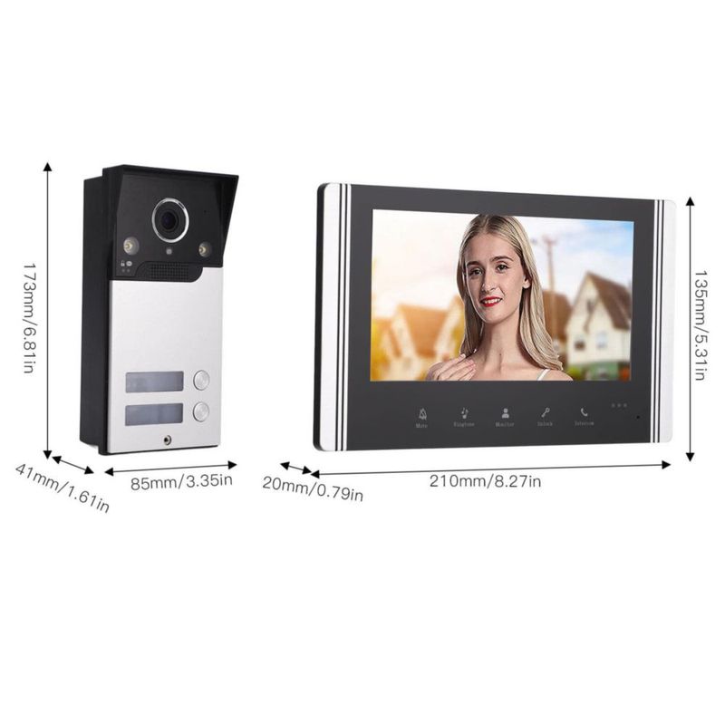 de Intercomunicación con Timbre de Video para TUYA Smart 7in TFT LCD Screen 120 ° Gran Angular para Home Apartment AC100‑240V