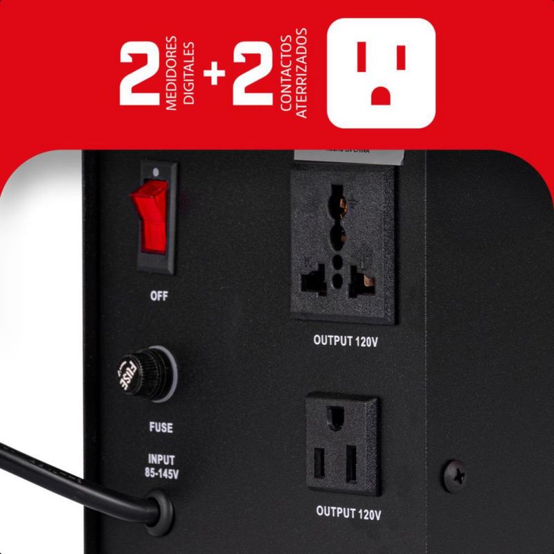Regulador de Voltaje Energizer 2500VA/1500W Doble Contacto con Pantalla LED