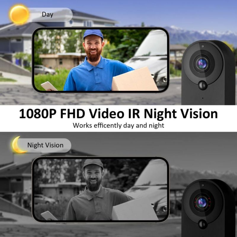 Sosoport Video Timbre Inteligente, Video Full HD 1080p 20fps, Doble Banda 2.4/5.8GHz, Audio Full-Duplex, Alarma PIR con sensibil