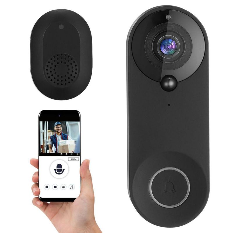 Sosoport Video Timbre Inteligente, Video Full HD 1080p 20fps, Doble Banda 2.4/5.8GHz, Audio Full-Duplex, Alarma PIR con sensibil