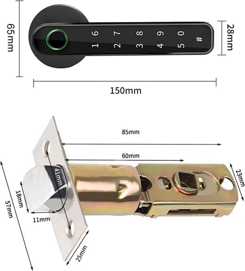 TEKXDD Cerradura Electrónica - 5 Métodos de Desbloqueo, Protección con Contraseña, Aviso de Batería Baja, Cerradura de Seguridad