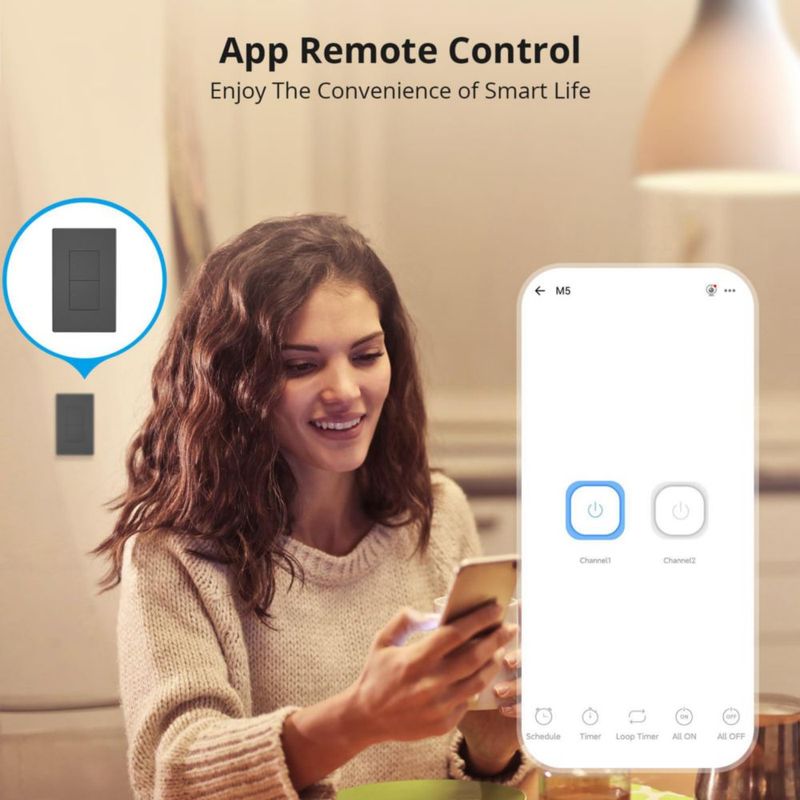 SONOFF Interruptor mecánico inteligente M5 tipo 120, interruptor de luz de pared WiFi funciona con Alexa y Google Home, [requier