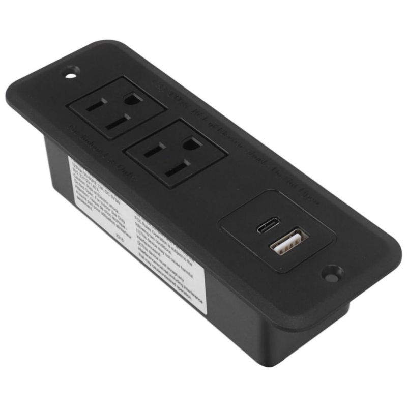 BTIHCEUOT Tira de Alimentación Empotrada para Muebles, Enchufe de EE. UU. 125V Tipo C Tira de Alimentación de Escritorio Fácil d