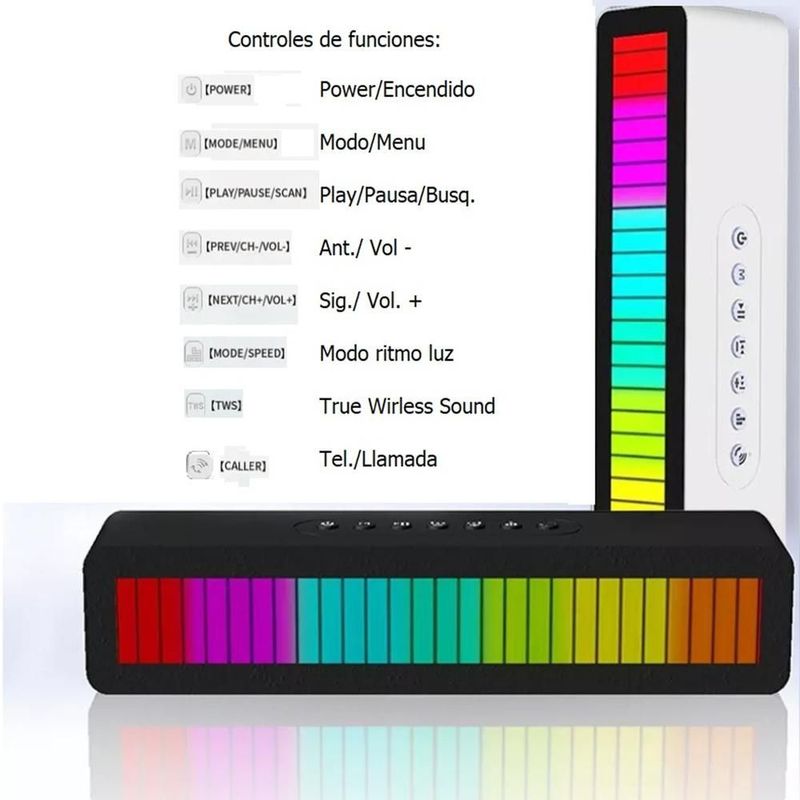 Bocina Barra De Sonido Bt Conluz Rgb Blanco