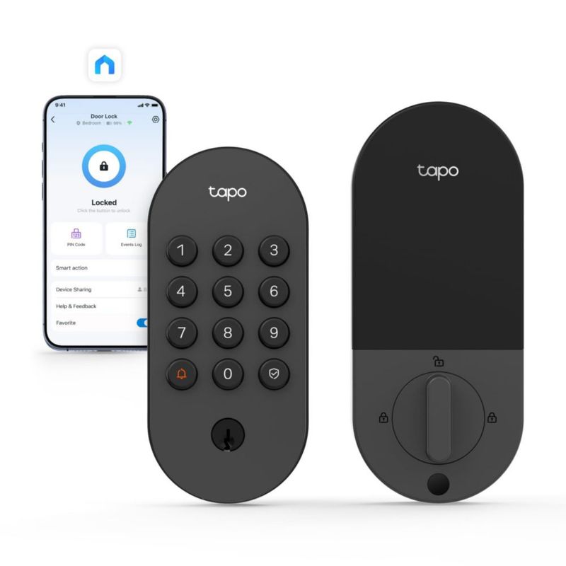 Tapo Tapo DL100 - Cerradura de puerta inteligente Wi-Fi, botones táctiles sin llave, acceso personalizado con monitoreo en la ap