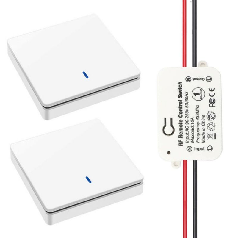 Interruptor de luz inalámbrico con transmisor RF de seguridad y controlador receptor de 10A AC110V 120V 220V 85-250V, fácil de i