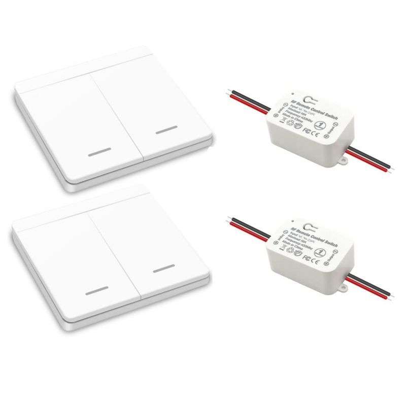 Interruptor de Luz Inalámbrico y Kit de Receptor, Sin Cableado, con Control Remoto, Accesorio de Iluminación para Luces de Techo
