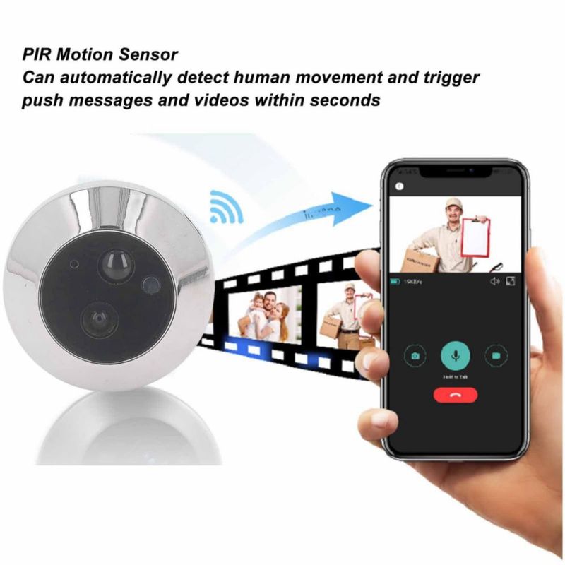 Timbre con Video Cámara de Timbre Inalámbrica WiFi con Visión Nocturna HD 1080P,Audio de 2 Vías,Detección de Movimiento PIR Gran