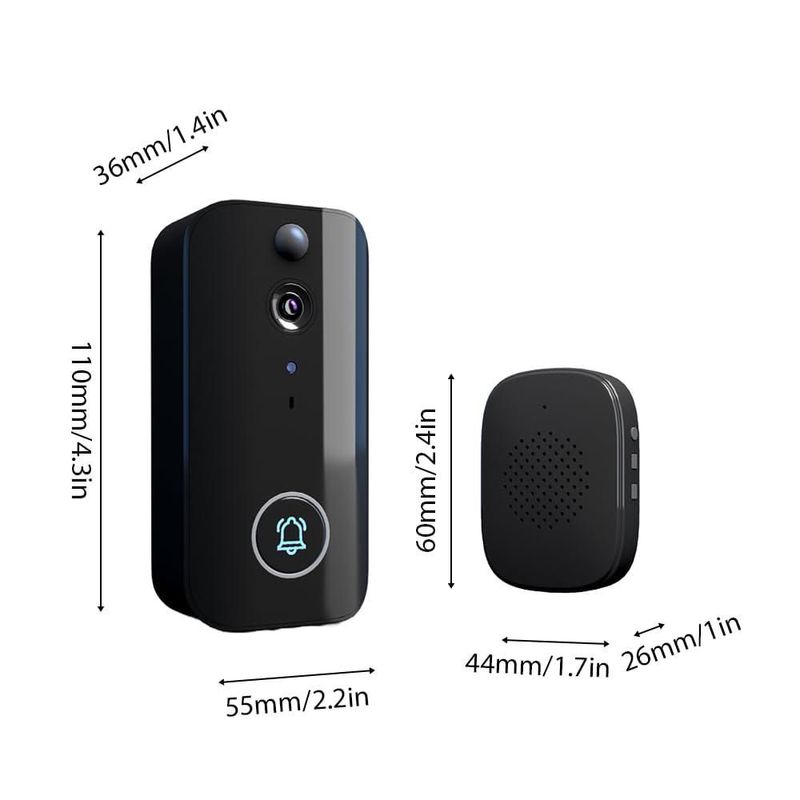 Camnoon Timbre Inteligente Cámara de Puerta con Detección de Movimiento WiFi Cámara de Video inalámbrica Timbre de videoportero