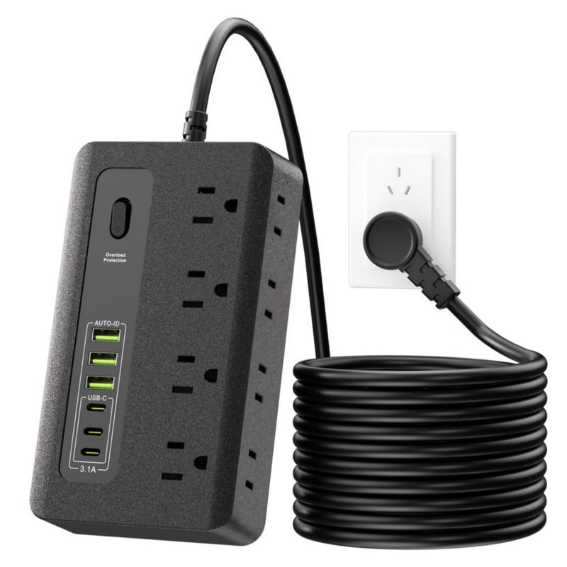 GALASALA Multicontacto Regleta, Extension Electrica 1.8 M, Multicontacto USB, Multicontacto Escritorio 8 Salidas de CA y 6 USB(3