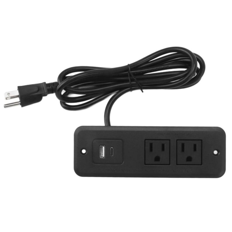 Regleta Empotrada 4 en 1, Regleta Empotrada para Muebles, Tomas de Corriente Múltiples, Enchufe Estadounidense, 125 V, Tipo C, 2