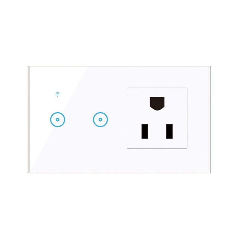 Feiniao 90-240V Interruptor Inteligente WiFi Enchufe de Pared con Apagadores de Luz Táctil de 2 Grupos, Control de Aplicación Sm