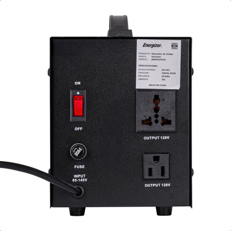 Regulador de Voltaje Energizer 1500VA/900W Doble Contacto con Pantalla LED