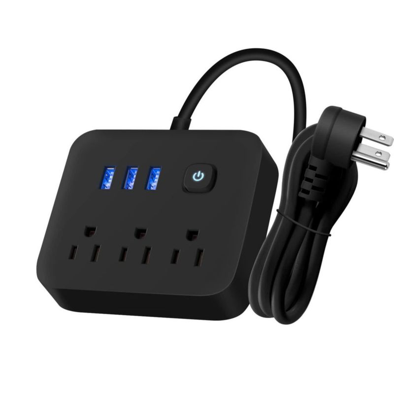 Lostrain Regleta de Alimentación,Multicontactos USB con 3 Ca(10A) y 3 USB A Protector contra Sobretensiones 1.2M,6 en 1 Conector