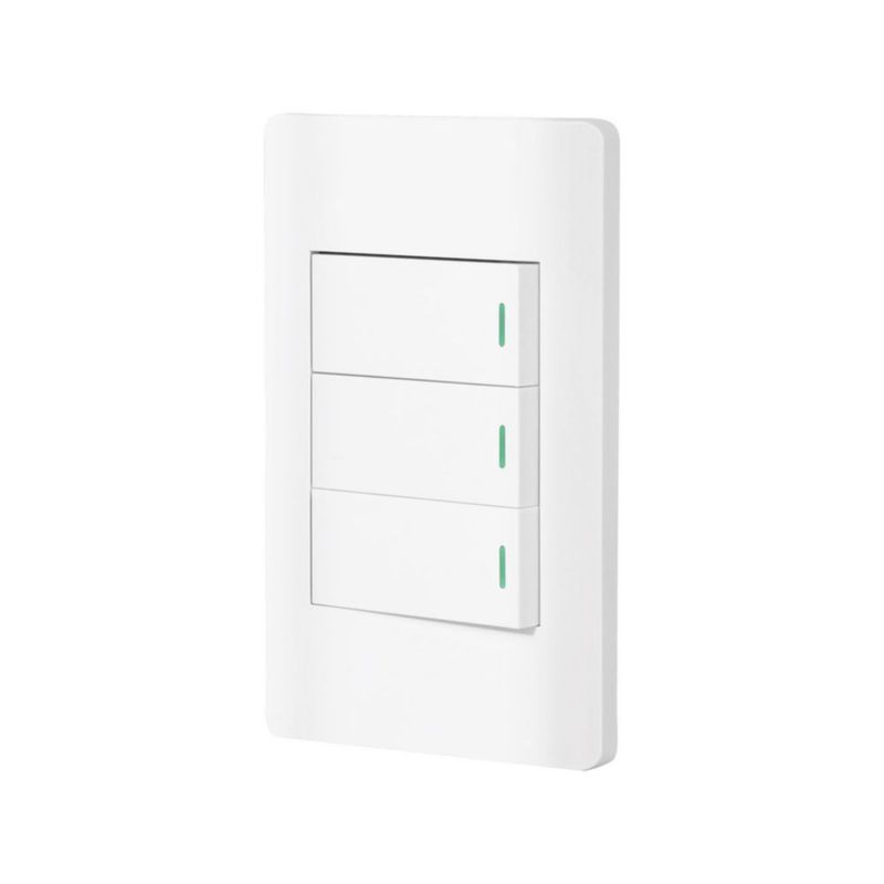 Volteck PA-APTR-LB, Placa armada blanca 3 interruptores sencillos línea Lisboa