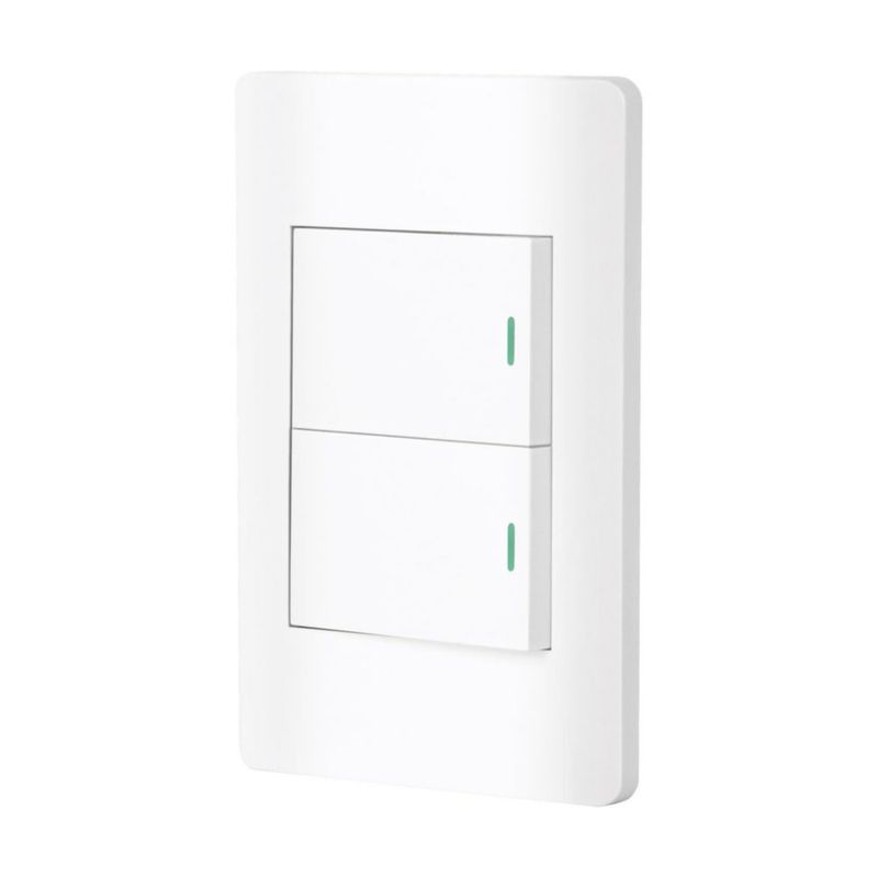 Volteck PA-APDO15-LB, Placa armada blanca 2 interruptores sencillos línea Lisboa