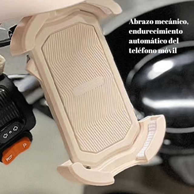 Soporte Celular Moto con Casco Decorativo, Resistente al Agua y Antivibración para Manillar, Color Rosa Beige.HOGAWAY