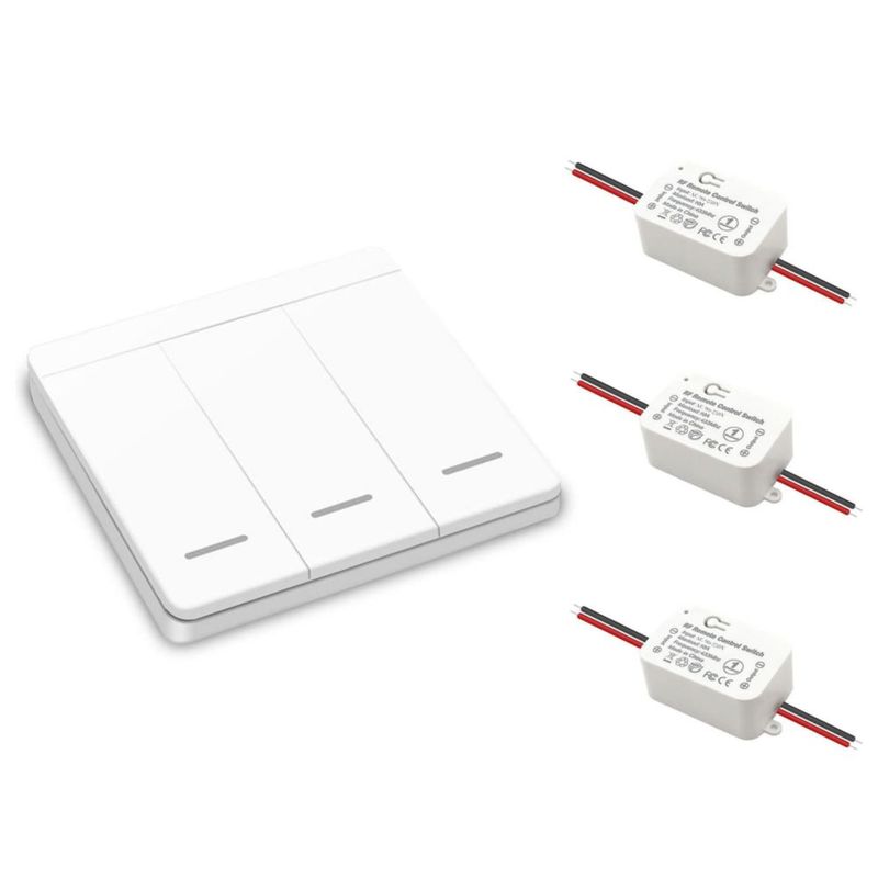 AUVRITIOA Interruptor de Luz Inalámbrico y Kit de Receptor, Sin Cableado, con Control Remoto, Accesorio de Iluminación para Luce