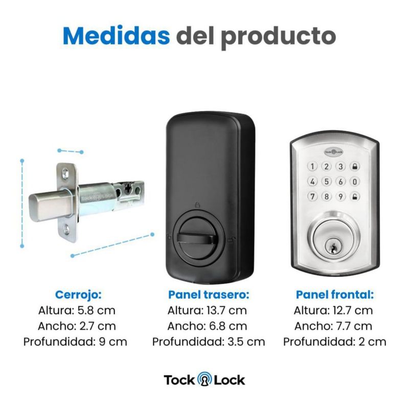 Tock Lock - Cerradura Electrónica Inteligente para puerta principal exterior | Chapa Digital Eléctrica | Celular, Código, Llaves