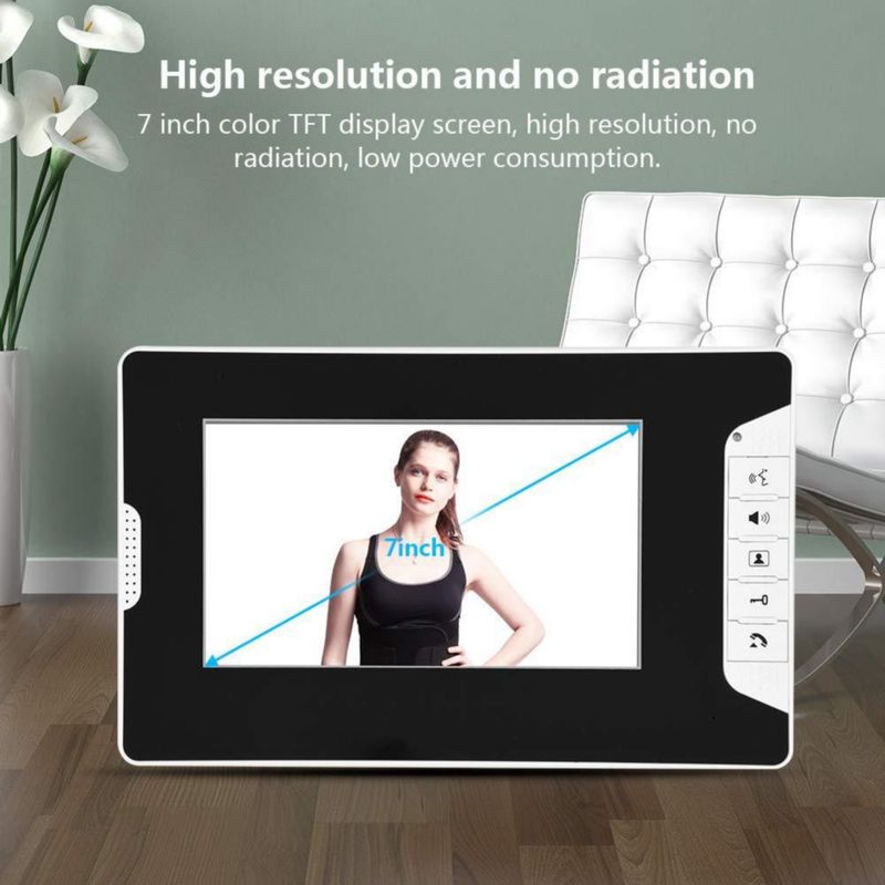 Timbres de Video para Puertas, Videoportero con Cable de LCD de 7 Pulgadas con visión Nocturna, sin radiación, Baja Potencia, Im