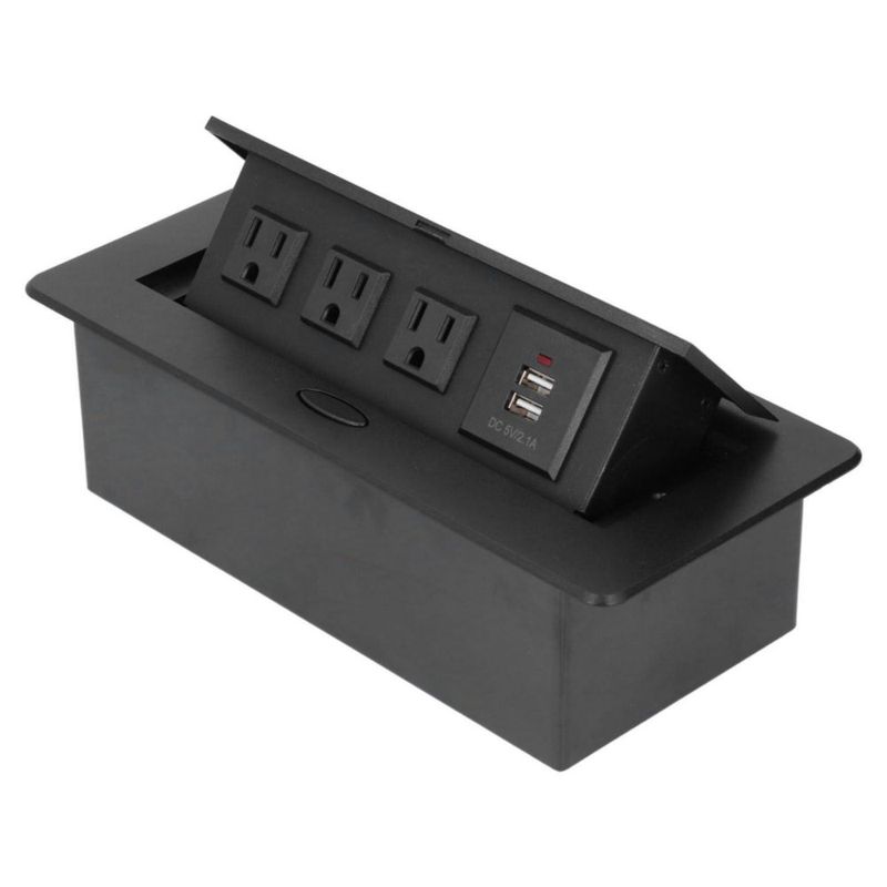 Tomacorriente Empotrable, Regleta de Montaje Empotrado, Regleta Empotrada con Puertos USB, Toma de Corriente de Apertura Lenta,