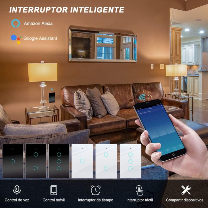 MOYAC Interruptor Inteligente con Cable Neutro, Apagador Inteligente de Luz sin Capacitor, Control Remoto a Través de APP, Compa