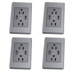 Megaluz HY-J310 Tomacorriente USB 2 puertos de carga, enchufe contacto dúplex (4 piezas)