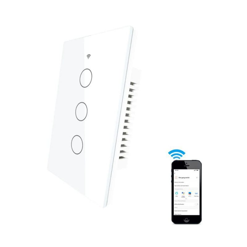 INGEQUIS Interruptor Inteligente Sin Neutro con Capacitor, Apagador Wifi de 2.4Ghz con Panel Táctil, Control Remoto de App, Comp