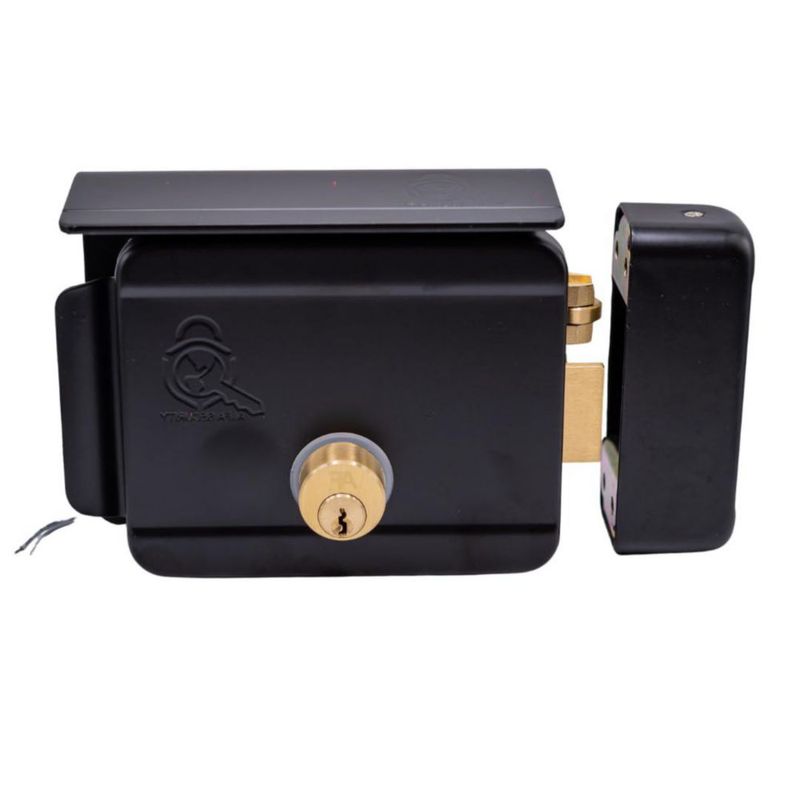 Cerradura Eléctrica Negro Mate de Alta Seguridad, con Coraza de Acero Extra Protección Incluida (Derecha, Sin botón)