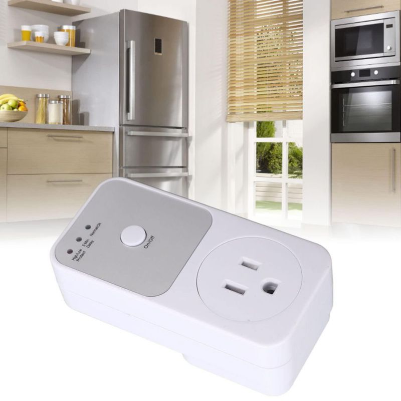 Protector de Voltaje para Refrigerador Toma de Protección para Lavadora Eléctrica con Retardo de Tiempo Enchufe de EE. UU. AC 12