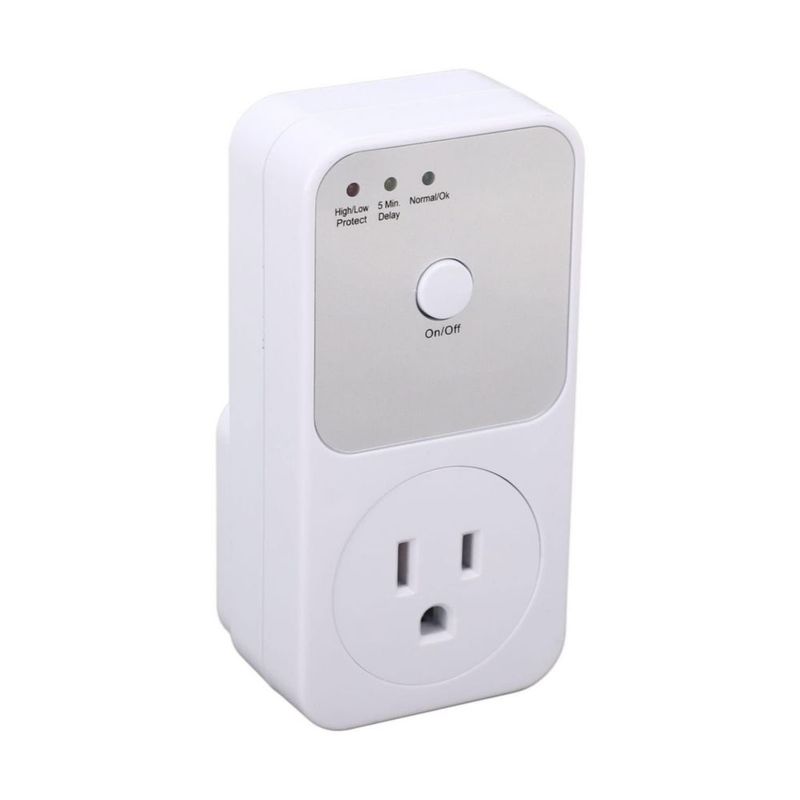 Protector de Voltaje para Refrigerador Toma de Protección para Lavadora Eléctrica con Retardo de Tiempo Enchufe de EE. UU. AC 12