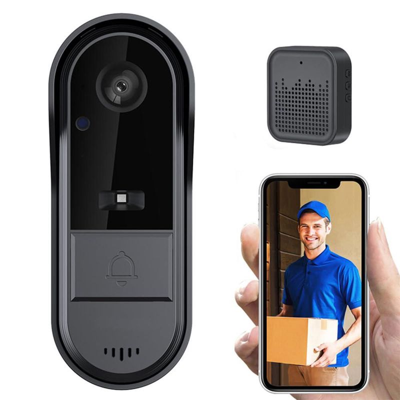 Camnoon Cámara de Timbre de Video inalámbrico con Timbre inalámbrico Audio bidireccional Control de aplicación Tuya Visión Noctu