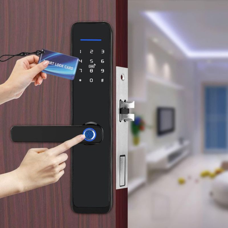 Cerradura Digital Inteligente WiFi, Cerradura Biométrica Inteligente, Cerradura de Puerta Inteligentea con Digital, Tarjeta IC,