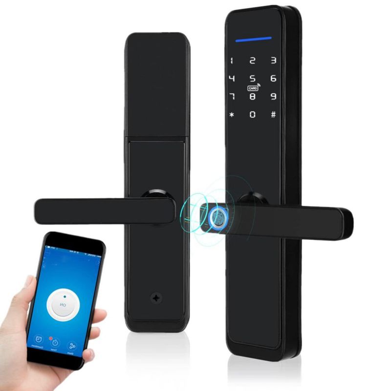 Cerradura Digital Inteligente WiFi, Cerradura Biométrica Inteligente, Cerradura de Puerta Inteligentea con Digital, Tarjeta IC,