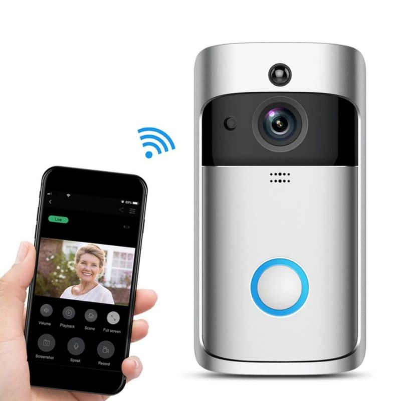 Dioche Videoportero con WiFi, Timbre con Videoportero Inalámbrico, Timbre con Cámara de Seguridad y Visión Nocturna por Infrarro