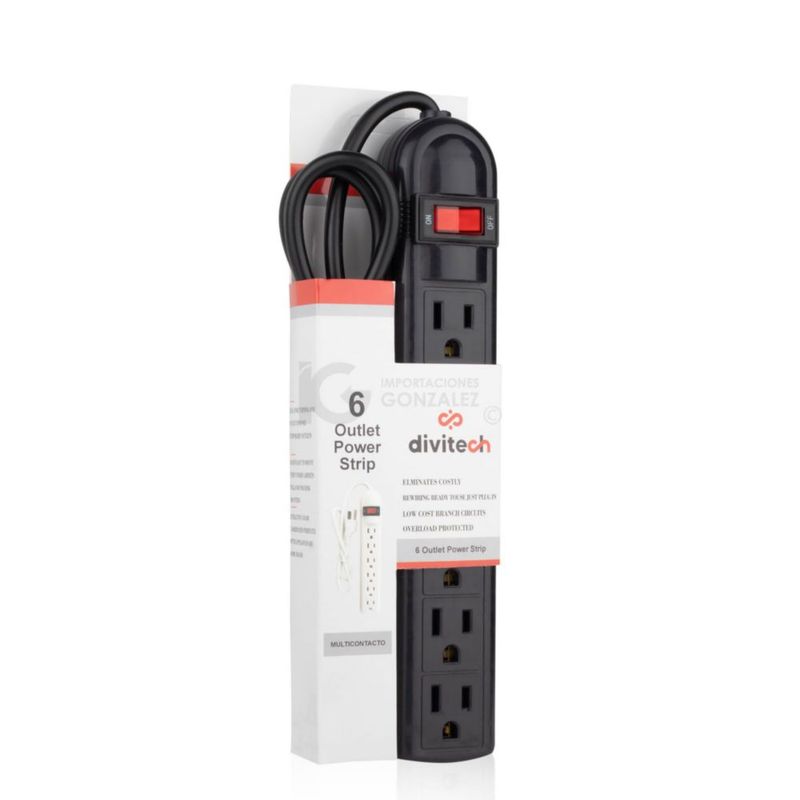 Multicontacto Económico 6 Conexiones, Ideal para Ampliar Tus Opciones de conexión eléctrica sin sacrificar Calidad, Seguridad, n