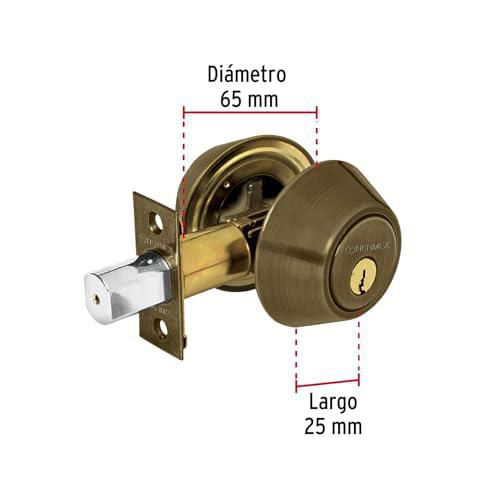 Hermex Basic CERO-22P, Cerrojo doble cilindro, latón antiguo