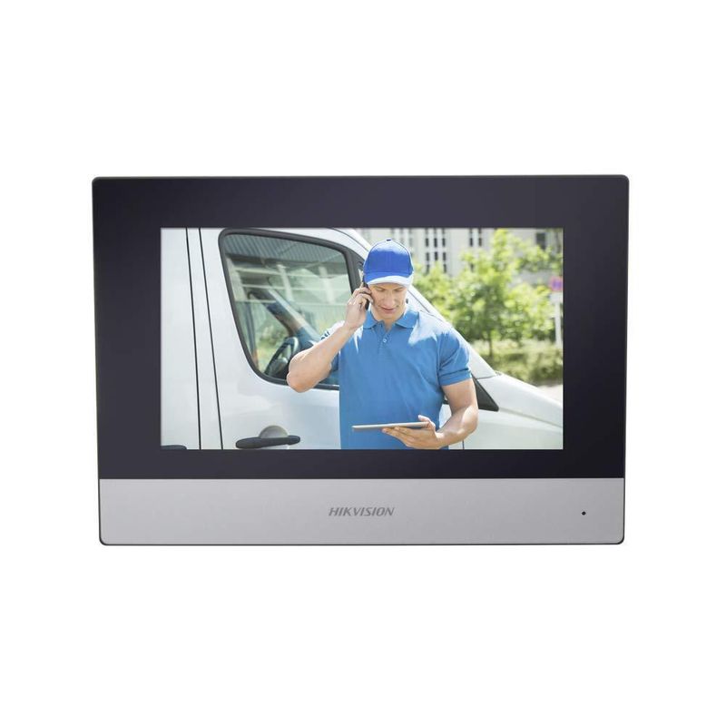 Hikvision Monitor IP Touch Screen 7" para Videoportero IP Modular/Vídeo en Vivo/PoE Estándar/Apertura Remota/Llamada Entre Monit