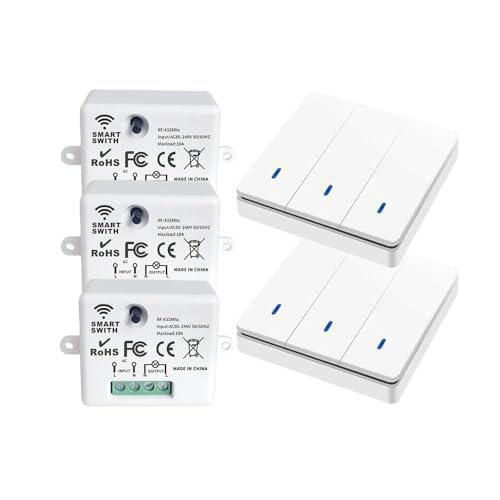 Interruptor de luz inalámbrico con transmisor RF de seguridad y controlador receptor de 10A AC110V 120V, fácil de instalar para