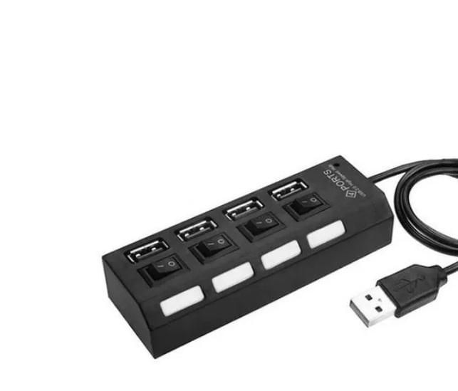 Hub Usb 2.0 4 Puertos C Switch Led Laptop Pc Alta Velocidad