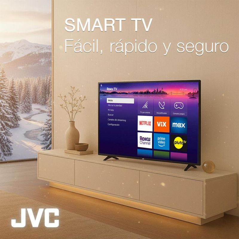 JVC Pantalla Televisión Smart TV 32 Pulgadas LED HD Roku Dolby Audio 3 HDMI 1 USB 1 AV SI32R