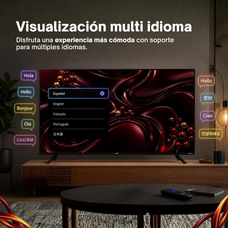 JVC Pantalla Televisión Smart TV 24 Pulgadas LED HD Roku Dolby Audio 3 HDMI 1 USB 1 AV SI24R