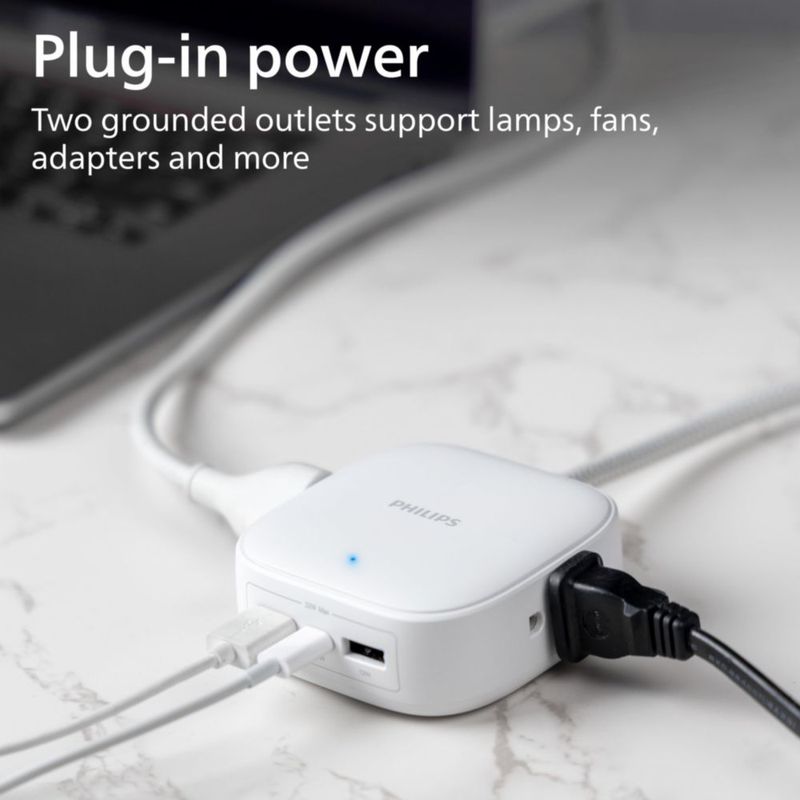 Estación de carga Philips DLP3553W cable de 15 m 2 salidas 3 USB
