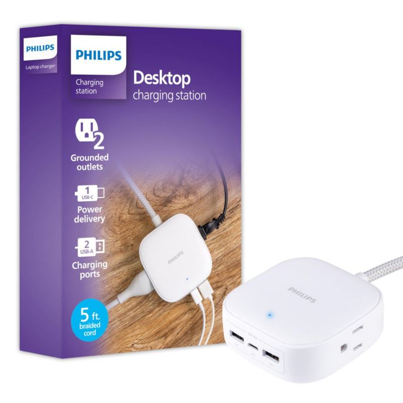 Estación de carga Philips DLP3553W cable de 15 m 2 salidas 3 USB